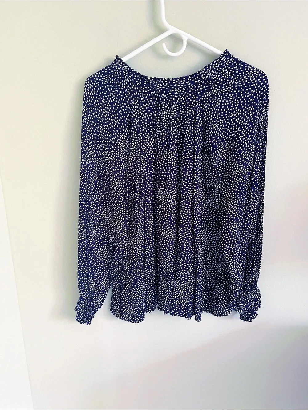 Loft NWT navy blue polkadot blouse